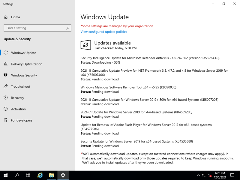 installing Windows updates